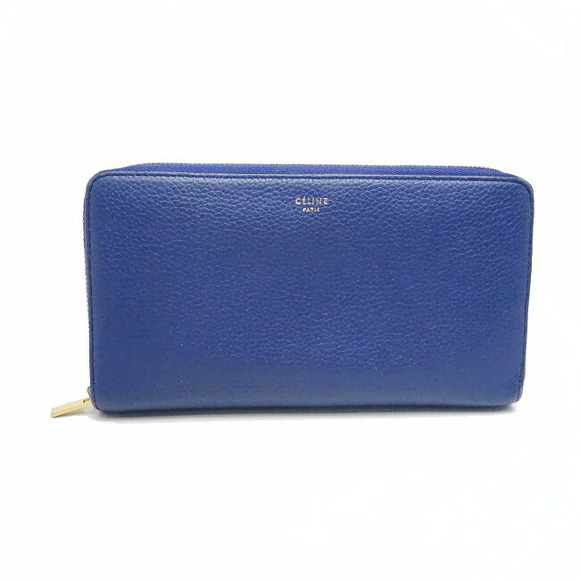 Celine Wallet Round Zip Long Calf Leather Navy Blue - Picture 1 of 6